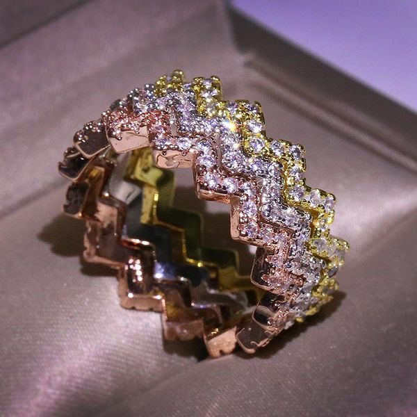 Elegant silver heart wave wedding ring with CZ stones, a stylish jewelry gift for women