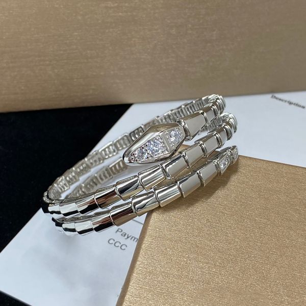 Elegant sterling silver snake bangle bracelet for women, a classic multi-loop chain design, the perfect gift with box