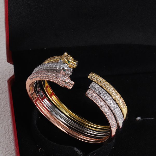Elegant tiger head bangle bracelet with diamonds for women, perfect for any occasion and comes with a presentation box