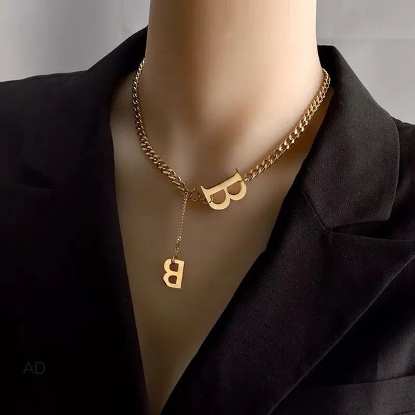 Elegant titanium steel initial B pendant necklace, a stylish and durable jewelry gift for women
