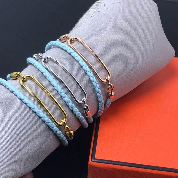 Elegant unisex leather rope chain bracelet for men and women