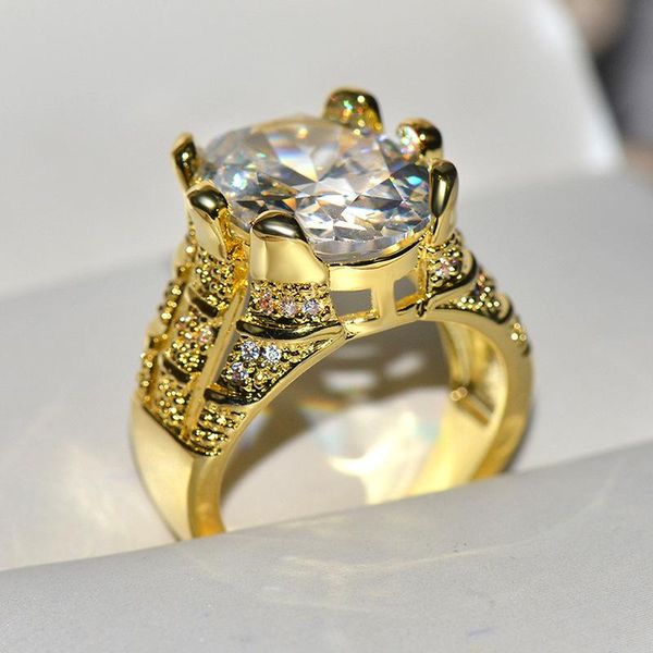 Elegant vintage gold-filled wedding rings featuring white, blue, and purple zircon stones, available in large sizes for both men and women