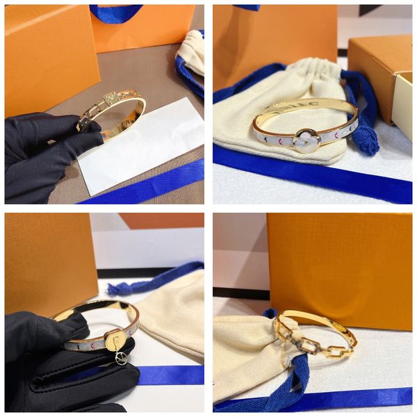 Elegant women's bangle bracelet featuring an L-letter design, crafted in 18K gold or silver plating over stainless steel, perfect for weddings