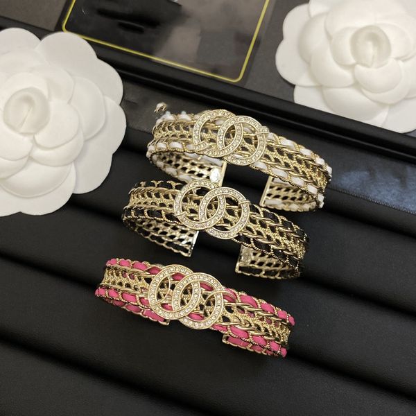 Elegant women's fashion stud bracelet with multi-color 18k diamond C letter design, perfect for luxury wedding gifts