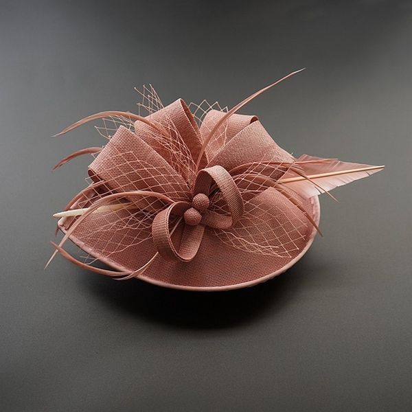 Elegant women's hair accessories featuring chic fascinator hats, perfect for weddings, parties, and church events with stylish feather and sinamay designs