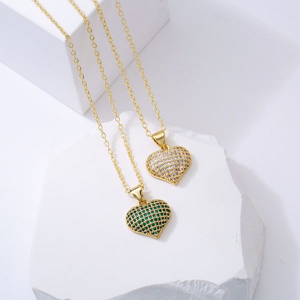 Elegant women's heart necklace with micro pave design, perfect as a gift
