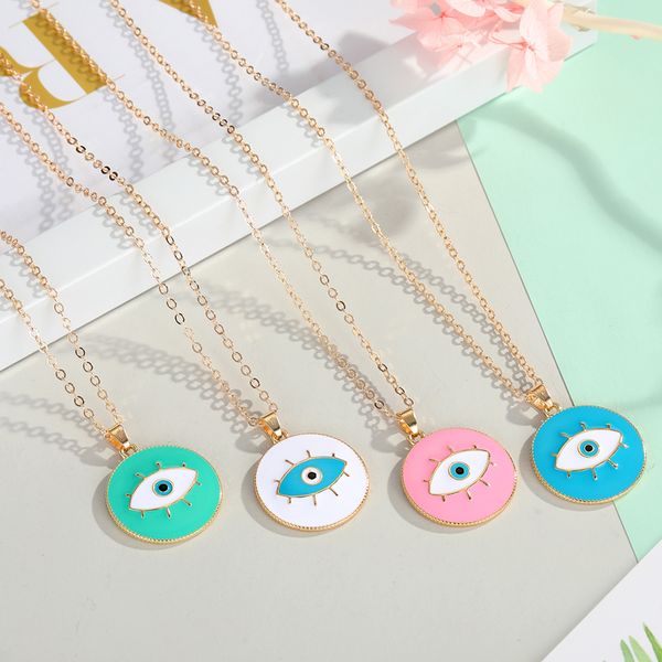 Enamel Evil Eye Pendant Necklace for Women - Stylish Turkish Eye Choker Chain Jewelry