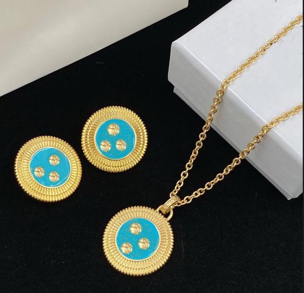 Enamel sunflower blue resin jewelry set for women with brass banshee accents