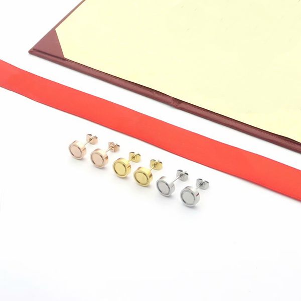 Europe America Classic Titanium Steel C Letter Screw Stud Earrings in 3 Colors