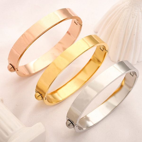 Europe America Fashion Style Bracelets Women Bangle Luxury Designer Jewelry 18K Gold Plated Stainless steel Wedding Lovers Gift Bangles Whol