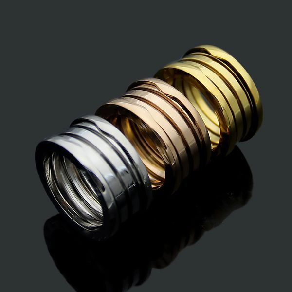 Europe America Fashion Style Men Lady Women Titanium Steel Engraved B Initials Three Circles Spring Lovers Narrow Rings US5-US12
