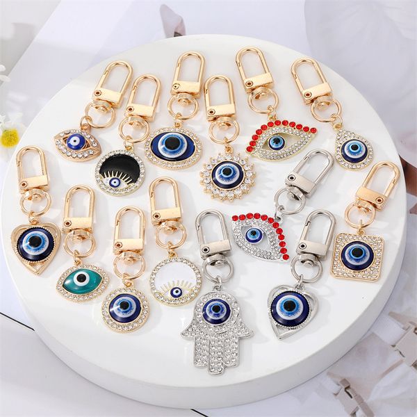 Evil Eye Hamsa Hand Heart Keychain Key ring for Women - Blue Eye Charm Bag & Car Accessory Jewelry
