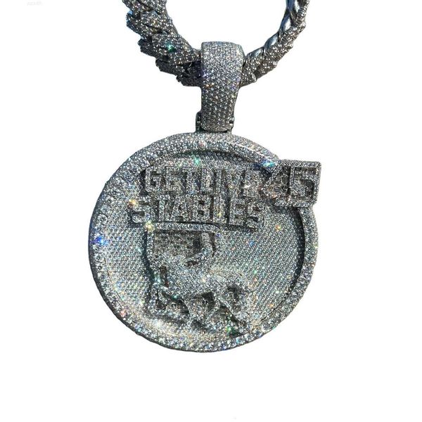 Exclusive 925 Sterling Silver Hip Hop Pendant for Men featuring Modern Designs and Lab-Created Round Brilliant Diamonds
