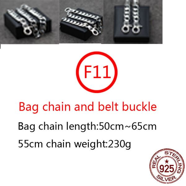 F11 S925 Sterling Silver Pants Chain Bag Chain with Smooth Cross Flower Design, Versatile Punk Hip Hop Jewelry Keychain Gift