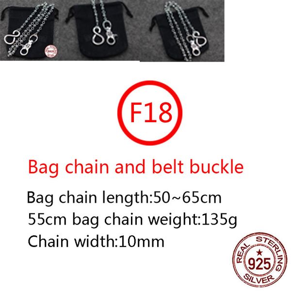 F18 S925 Sterling Silver Pants Chain Bag Chain Trendy Round Beads Cross Flower Keychain Versatile Personalized Punk Hip Hop Jewelry Style Gi