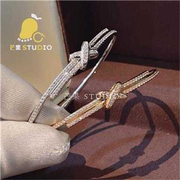 Factory-designed 18K rose gold tie bracelet with Mosan fashion's minimalist two-point style, a trendy luxury accessory for women