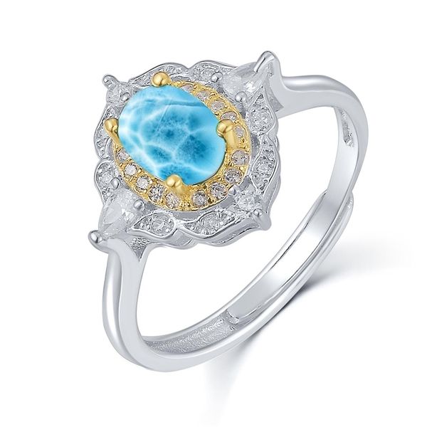 Fashion Jewelry featuring a 0.50ct natural vintage blue Larimar gemstone set in 925 sterling silver, perfect for engagement or wedding rings