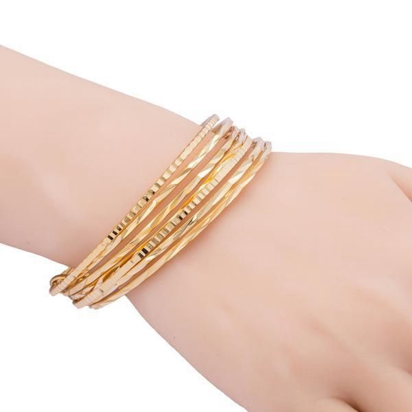 Fashionable 18K gold-filled women's summer bracelet with delicate layered circle design, perfect for parties and gifts