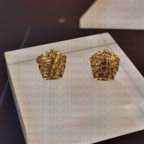 Fashionable 18K gold-plated earrings featuring a V-letter design with Banshee and Medusa head charms, model VE23 for women