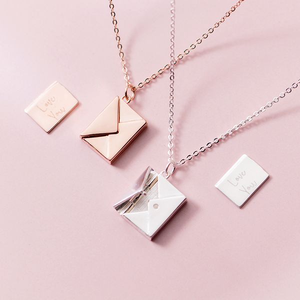 Fashionable 18K gold-plated stainless steel pendant featuring a tiny message envelope on a delicate chain necklace for girls