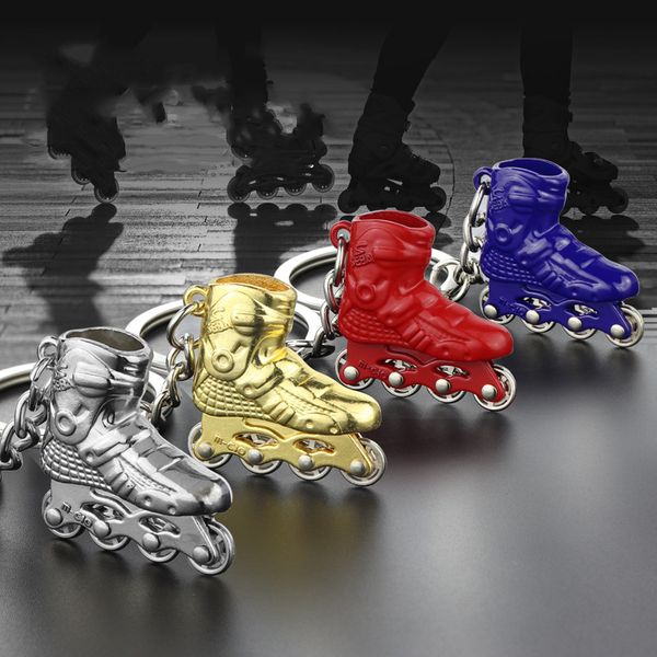 Fashionable 3D shoe keychain models for stylish keyring holders, featuring roller skate designs in metal charms for car, bag, or personal use by women and men