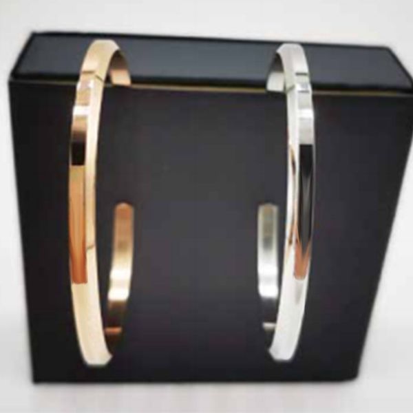 Fashionable adjustable bangle bracelet for women in silver or rose gold, available in 16cm or 17cm sizes, comes with a gift box