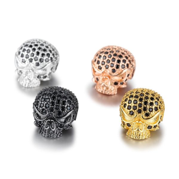 Fashionable DIY bracelet beads with skull charms and micro pave detailing