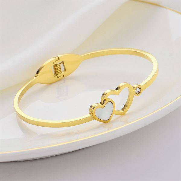 Fashionable double heart cuff bangle, a perfect gift for women