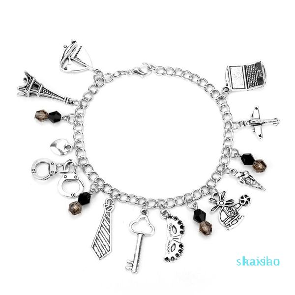 Fashionable Fifty Shades of Grey inspired bracelet featuring handcuff charms and chain links, a stylish gift for women and girls
