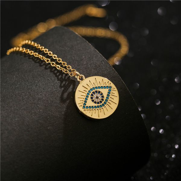 Fashionable gold-plated evil eye pendant necklace for stylish protection