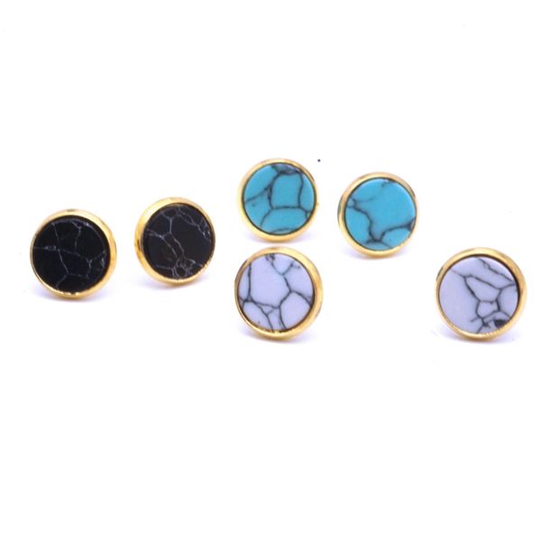 Fashionable gold-plated white turquoise kallaite resin geometric stud earrings for women