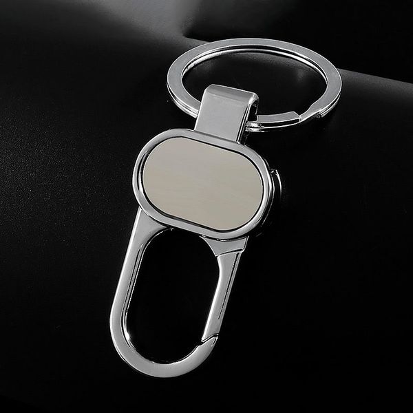 Fashionable handmade black leather keychain with metal rings for car and bag keys