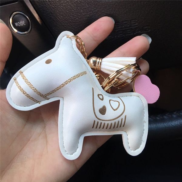 Fashionable horse-themed keychains with tassels, made of PU leather, perfect as gifts or bag charms
