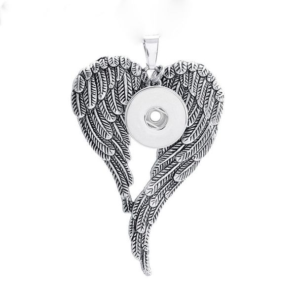 Fashionable interchangeable metal flower wing ginger crystal necklace with 18mm snap button pendant, perfect as a women's jewelry gift