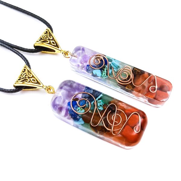 Fashionable Orgonite Rainbow Necklace with Seven Chakra Healing Stones for Meditation and Energy Balance