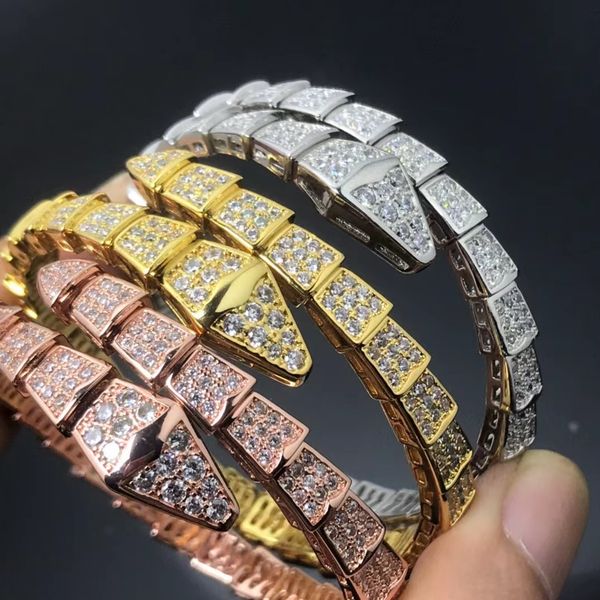 Fashionable rose gold and platinum snake bangle bracelets, elegant luxury jewelry gifts for women