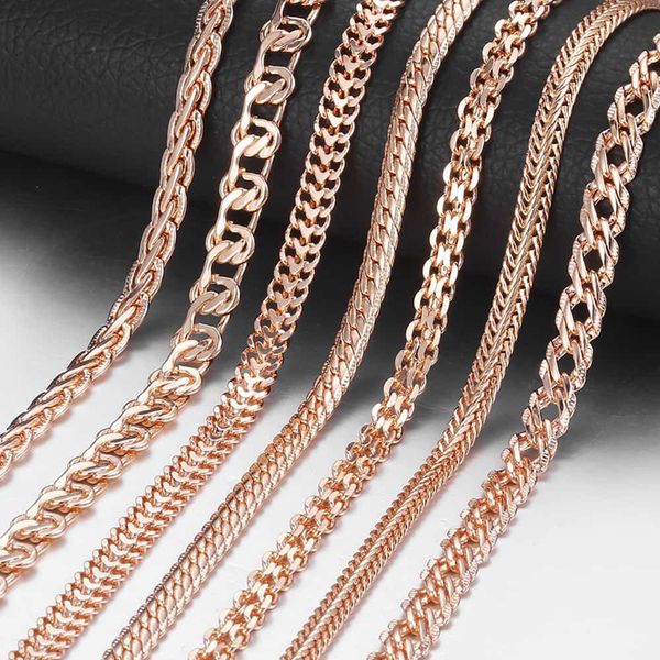 Fashionable rose gold Venetian curb snail chain necklace for women and men, available in 50cm and 60cm lengths