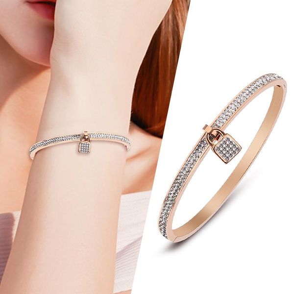 Fashionable silver and gold rose pendants for women's zircon cuff bracelets, stainless steel jewelry 2021