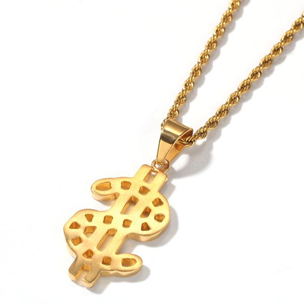Fashionable stainless steel dollar sign pendant with Cuban chain, a hip-hop inspired men's necklace perfect as a stylish gift