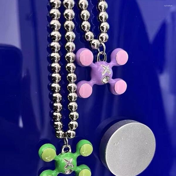 Fashionable stainless steel pendant necklaces featuring round beads and quadrangle balls, designed for both men and women with unique personality and niche appeal, perfect as stylish gifts