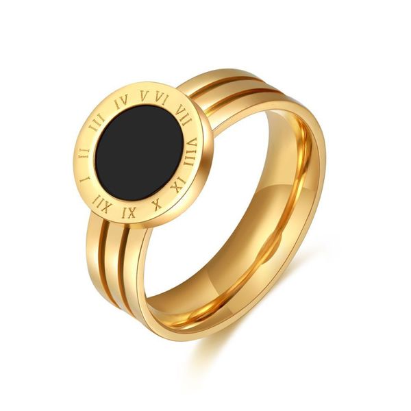 Fashionable stainless steel Roman numeral shell rings for women, elegant minimalist jewelry ideal for girlfriends