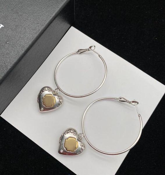Fashionable vintage-inspired heart charm drop hoop earrings for women, stylish big circle dangle eardrops perfect as party or anniversary gifts