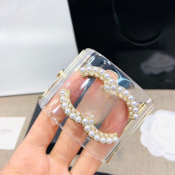 Fashionable Wide Bracelet Set with Small Scented Letter Charms, Double Row Square Diamond Design, High-Quality Acrylic Transparent Open Card