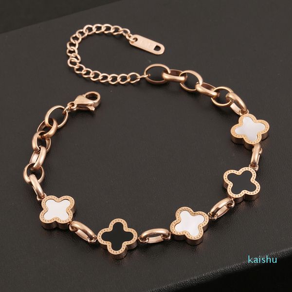Fashionable women's bracelet in 18K rose gold-tinted 316L stainless steel with a delicate catenary chain and Korean-inspired minority design