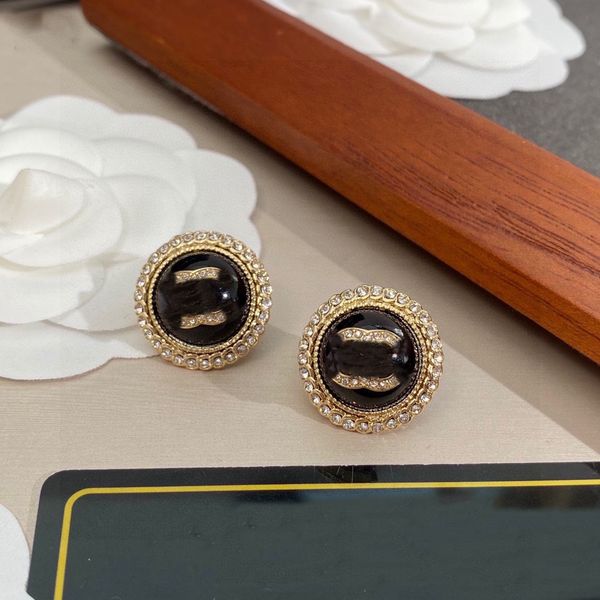 Fashionable women's luxury designer earrings featuring multicolor c letter jewelry with diamond accents, perfect as a wedding gift