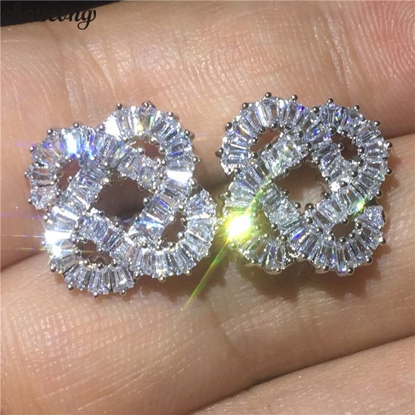 Flower-shaped earrings featuring 5A zircon and 925 sterling silver, perfect for weddings, parties, and bridal fashion jewelry