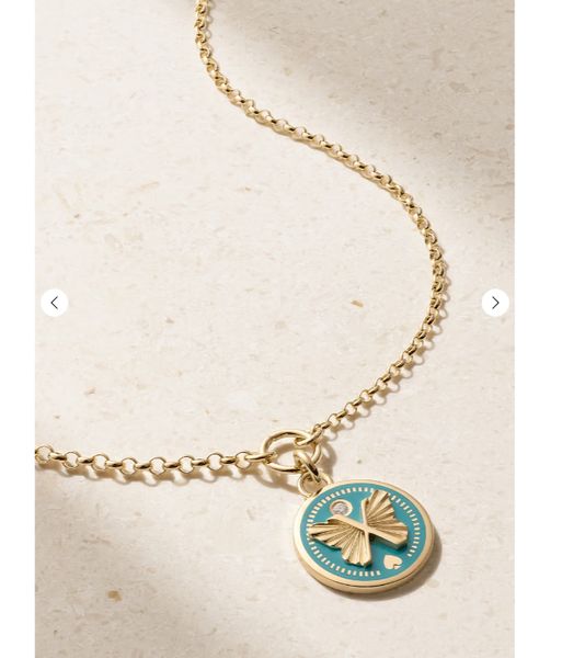 Foundrae Reverie 18K gold, ceramic, and diamond necklace for women, featuring a custom pendant with gold plating