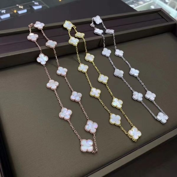 Four Leaf Clover Pendant Necklace in Mother of Pearl with 18K Gold Plated Stainless Steel for Women and Girls, Perfect for Valentine's Day and Mother's Day Gifts