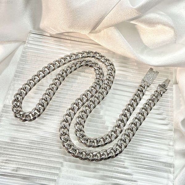 Foxi 8mm Cuban Link Chain Necklace for Women and Men in Punk Style with Gemstone Accents, Tarnish-Free 925 Sterling Silver Jewelry