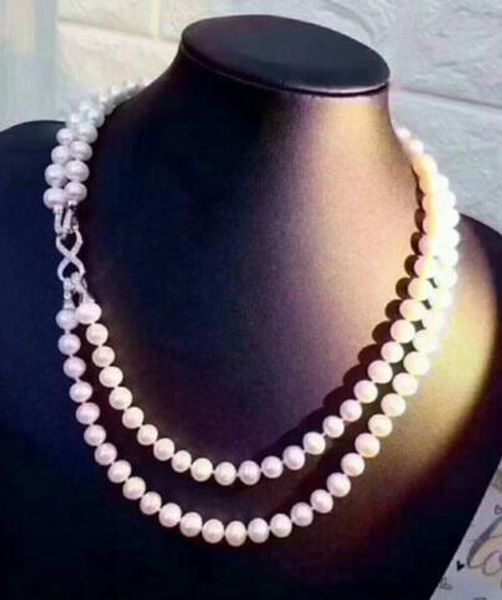 Free Shipping >>>> 9-10mm freshwater noble white pearl necklace